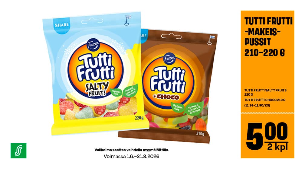 Tutti Frutti -makeispussit