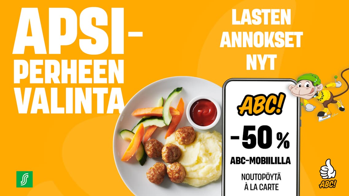 Hiihtolomatarjous: ABC-mobiililla lasten noutopöytä -50 %